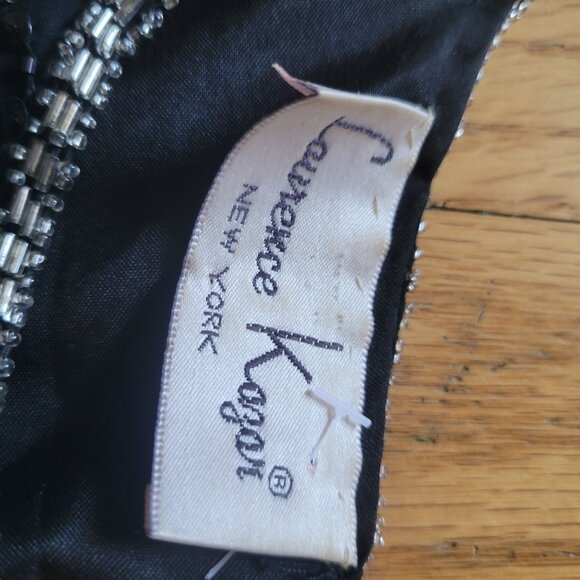 Vintage Lawrence Kazar Beaded & Sequined Black Silk Blouse With Silver Embellish - Picture 7 of 8